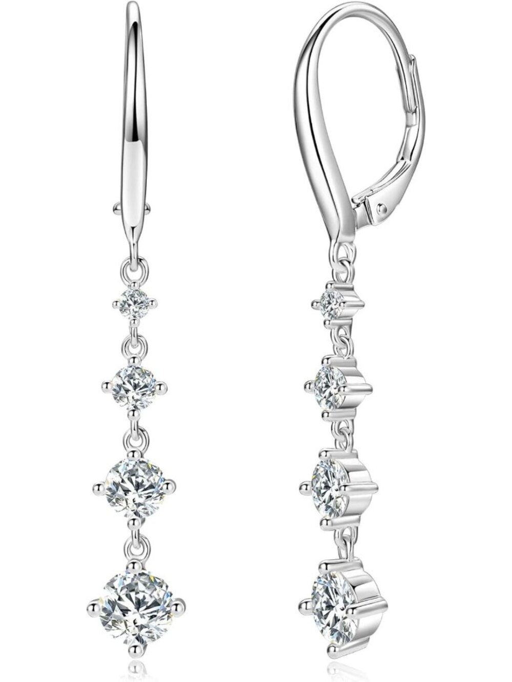 14k Gold Plated Moissanite Dangle Earrings for Women - Elegant Leverback Style